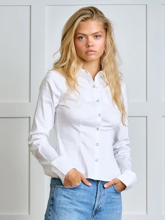 Dairy Boy Tops - Dairy Boy Tailored Pearl Snap Top Shirt Size: 6 Color: White